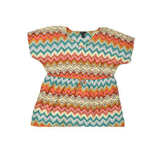 Lane Bryant Women's Plus Size 26/28 Chevron Dress Short Sleeve Drawstring